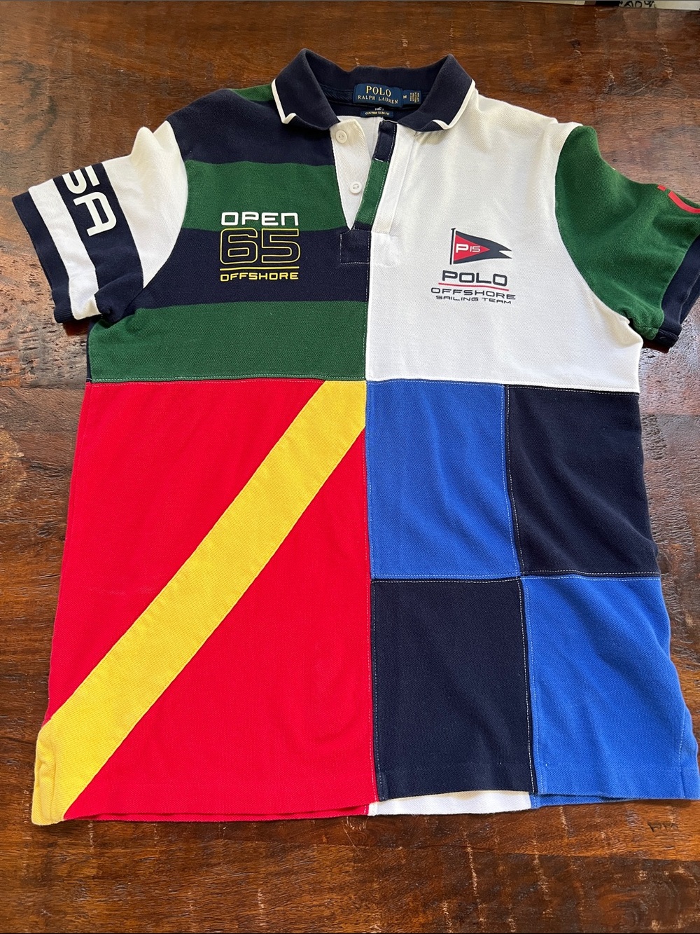 Polo Ralph Lauren "Open 65" Offshore Sailing Team Patchwork Polo Shirt Men's M - Picture 3 of 13